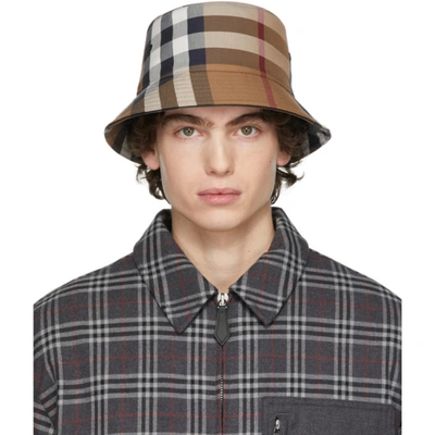 Burberry Check Cotton-canvas Bucket Hat In Beige