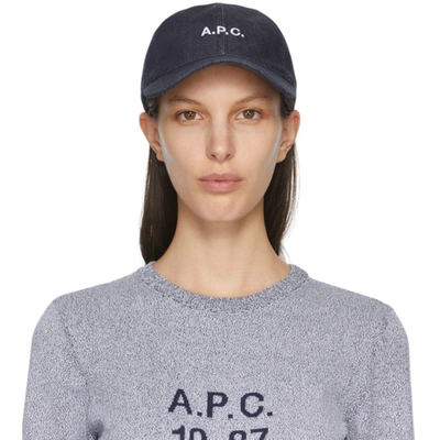 A.p.c. Logo-embroidered Denim Baseball Cap In Blue