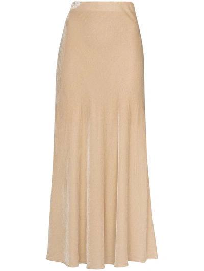 Sleeping With Jacques + Net Sustain Bianca Velvet Maxi Skirt In Nude
