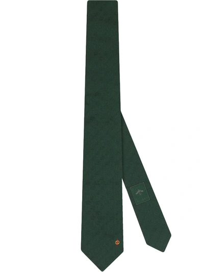 Gucci Interlocking G Silk Tie In Dark Green
