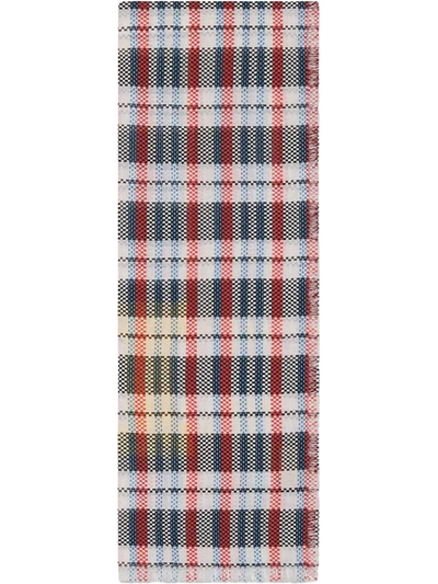 Gucci Check Modal Stole With Iccug In Ivory And Blue