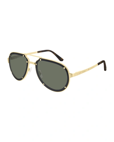 Cartier Men's Lightweight Titanium Aviator Sunglasses In Gold