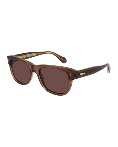 Cartier Men's Square Acetate Sunglasses In Brown