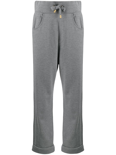 Balmain Grey Embossed Monogram Lounge Pants In 9ub Gris Chiné