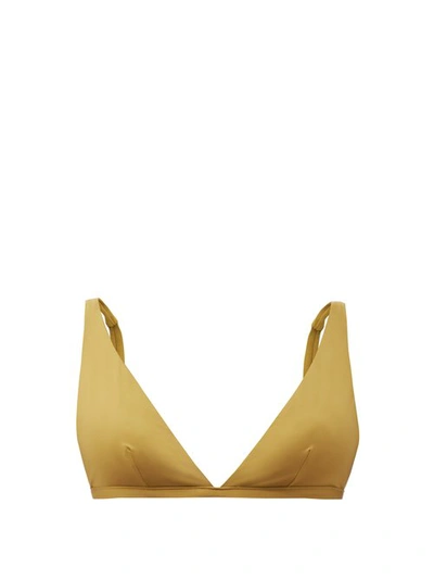 Asceno Cannes Triangle Bikini Top In Green Gold