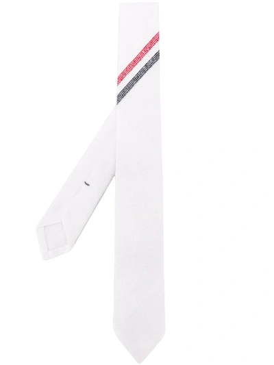 Thom Browne Rwb-stripe Tie In White