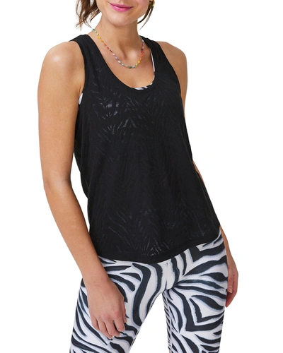 Terez Cheetah Burnout Tank In Black