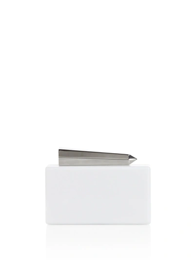 Edie Parker Avery Metal Clutch In White