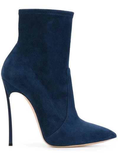 Casadei Blade Ankle Boots In Blue