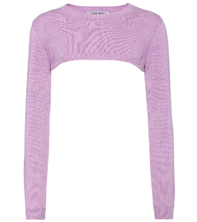 Valentino Cropped Cashmere Sweater In Purple
