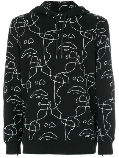 Neil Barrett Siouxsie-sioux Scribble Hoodie In Black