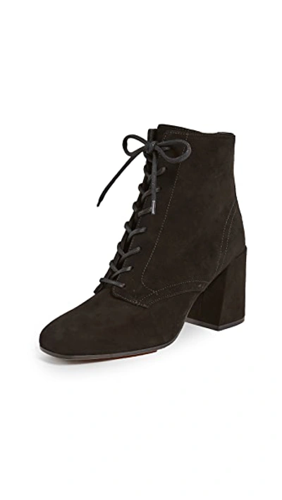 Vince Halle Square Toe Suede Booties In Black