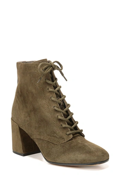 Vince Halle Square Toe Suede Booties In Dark Willow