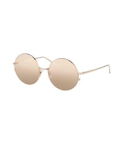 Linda Farrow Round Metal Sunglasses, Rose-tone In Rose Gold