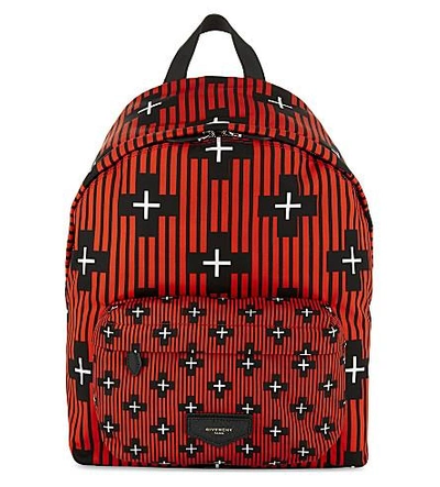 Givenchy Crosses Print Nylon Backpack In Red Black