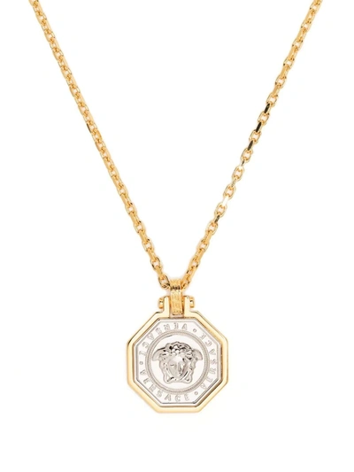 Versace Squared Medusa Charm Necklace In Gold