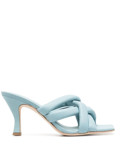 Ash Crossover-strap Leather Sandals In Light Blue