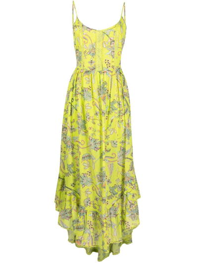 Twinset Paisley-print Empire-line Dress In Yellow