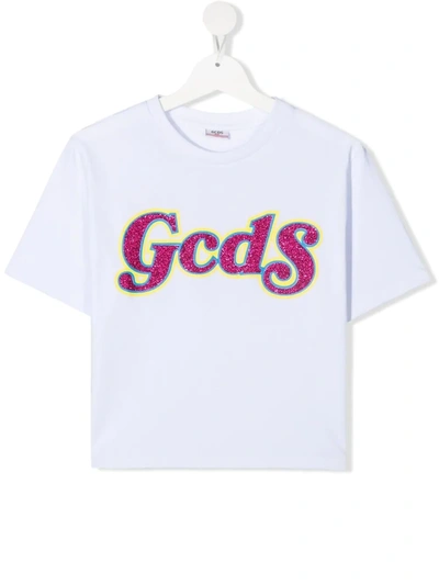 Gcds Teen Logo-print Cotton T-shirt In White