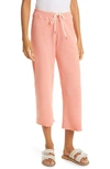 The Great The Wide Leg Cropped Sweatpants In Orange Cream