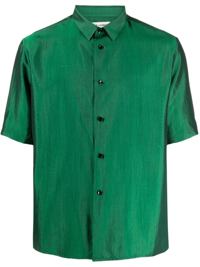 Saint Laurent Men's Shantung Silk Sport Shirt In Green