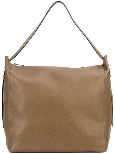 Valextra Saca Grained-leather Tote In Brown