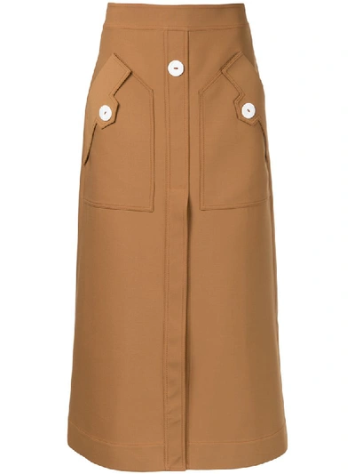 Ellery 'ritzy Fence' A-line Suiting Skirt In Camel