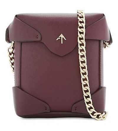 Manu Atelier Micro Pristine Leather Cross-body Bag In Burgundy