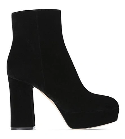 Gianvito Rossi Foley Suede Platform Ankle Boots In Black