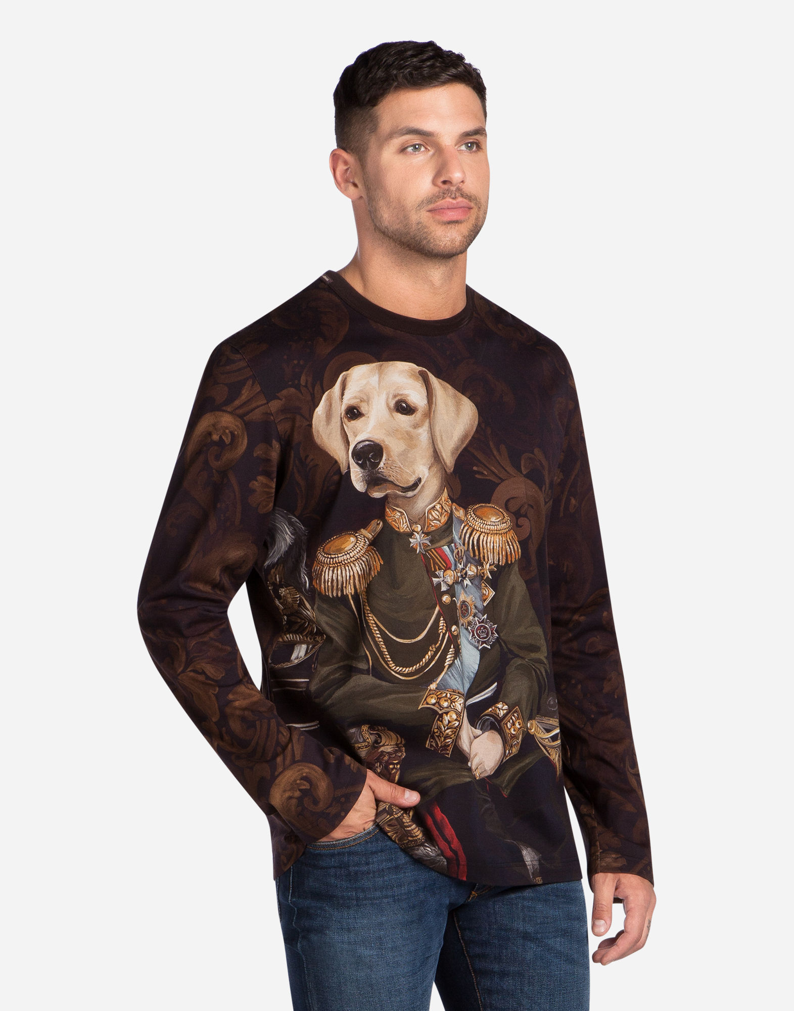 Dolce & Gabbana Long-sleeved Dog T-shirt In Multicolor | ModeSens