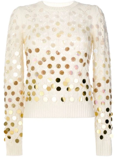 Marc Jacobs Sequin-embellished Wool And Cashmere-blend Sweater In Neutrals