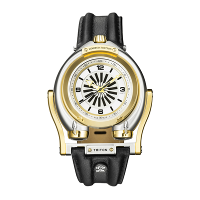 Gv2 By Gevril M34 Series Grey Engraved Pattern Dial Black Rubber Mens Watch 3403 In Brown / Gold / Gold Tone / Silver / Yellow