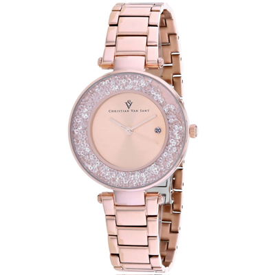 Christian Van Sant Dazzle Quartz Rose Gold Dial Ladies Watch Cv1214 In Gold / Gold Tone / Rose / Rose Gold / Rose Gold Tone