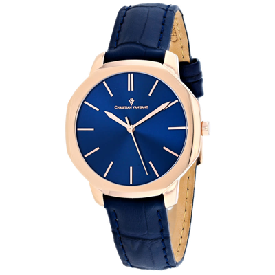 Christian Van Sant Octave Slim Quartz Blue Dial Ladies Watch Cv0505 In Blue / Gold Tone / Rose / Rose Gold Tone