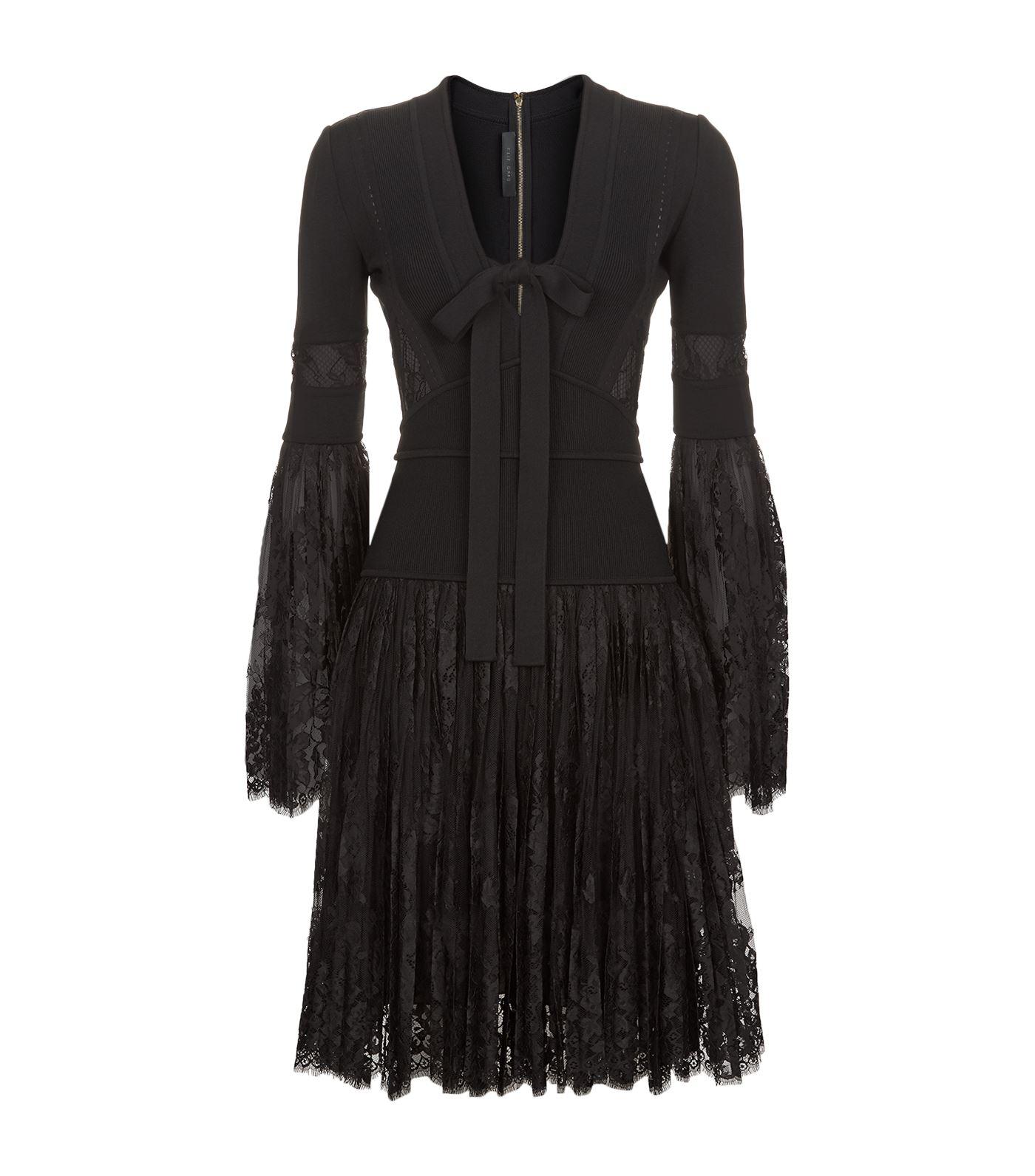 Elie Saab Lace Panel Dress In Black | ModeSens