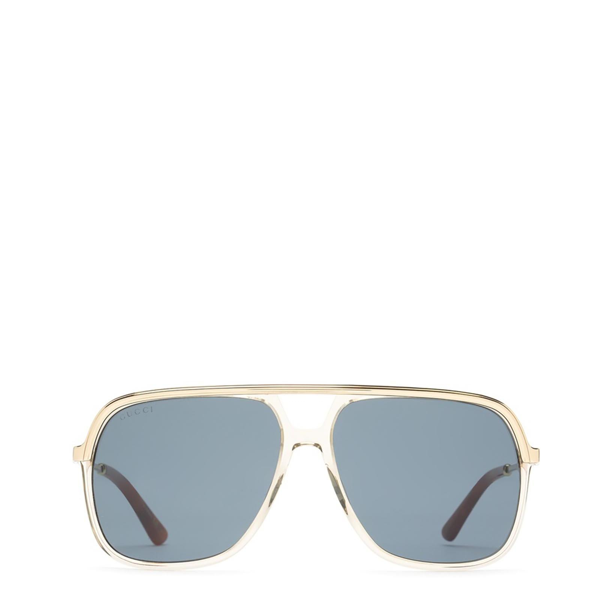 Gucci Blue Unisex Sunglasses Gg0200s 004 57 In Transparent Brown | ModeSens