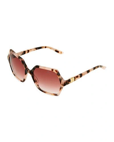 Brian Atwood Square Tortoise Sunglasses In Brown/pink