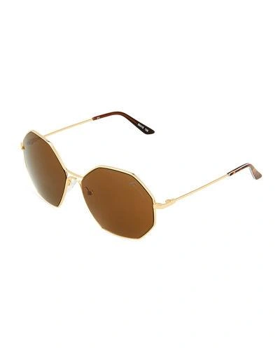 Brian Atwood Metal Octagon Sunglasses In Gold