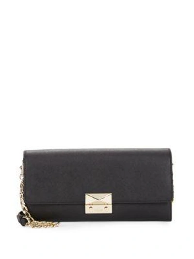Karl Lagerfeld Crosshatched Leather Clutch In Black
