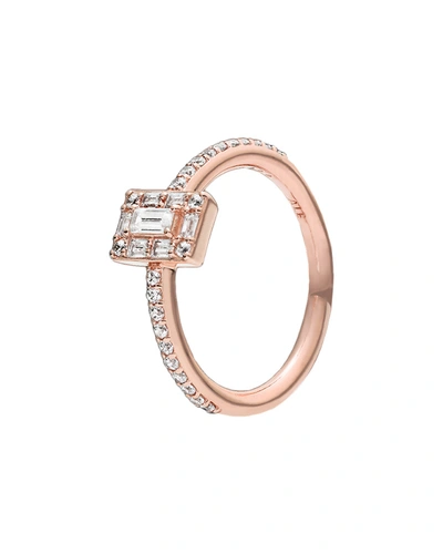 Pandora Rose 14k Rose Gold Plated Sparkling Square Cz Halo Ring In Nocolor