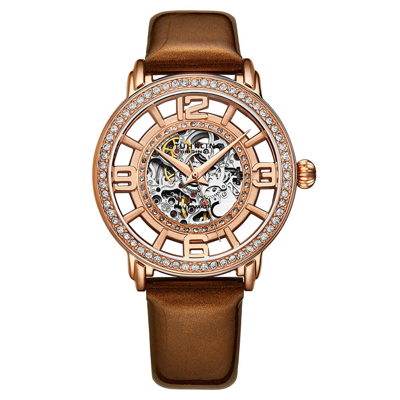 Stuhrling Original Legacy Automatic Rose Gold Dial Ladies Watch M13606 In Brown / Gold / Gold Tone / Rose / Rose Gold / Rose Gold Tone