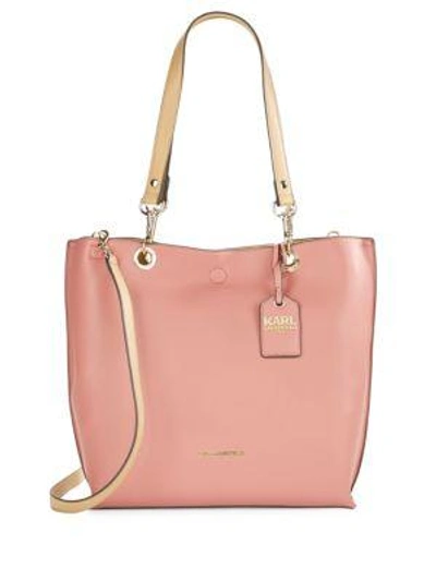 Karl Lagerfeld Bell Reversible Faux Leather Tote In Blush Nude