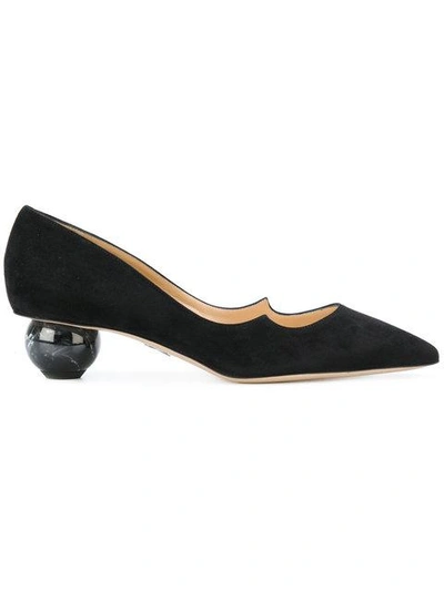 Paul Andrew Marbled Heel Pumps In Black