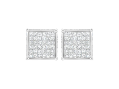 Haus Of Brilliance 10k White Gold 2ct Tdw Princess-cut Composite Diamond Stud Earring