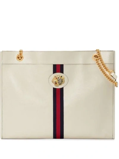 Gucci Rajah Large Tote In Blue,gold Tone,red,white