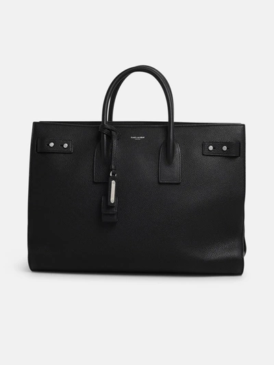 Saint Laurent Textured Leather Sac De Jour Bag In Black