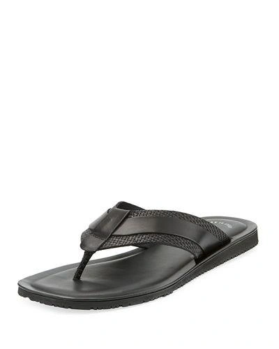 Kenneth Cole Woven Leather Thong Sandal In Black | ModeSens