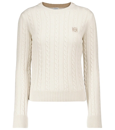 Loewe Anagram Embroidered Cashmere Sweater In White