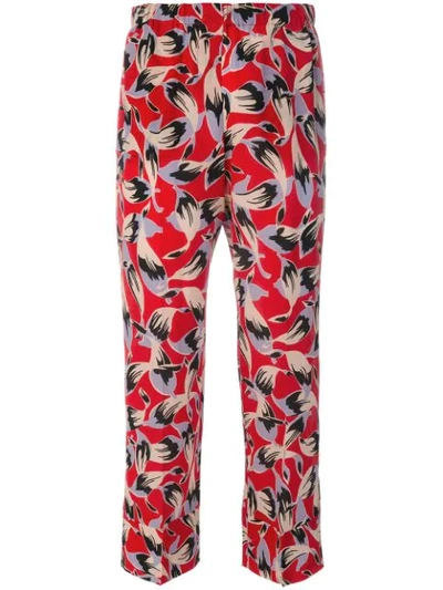 N°21 Falling Leaves Patterned Trousers In Red
