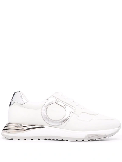 Ferragamo Mens Gancini Sneakers In White In Weiss